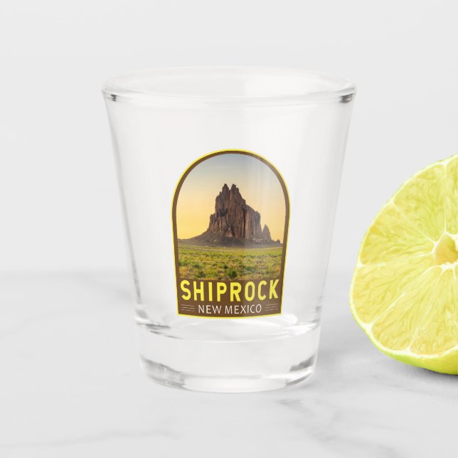 Verre A Shot Shiprock Nouveau-Mexique Retro Emblem Art Vintage (Devant)