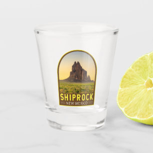 Verre A Shot Shiprock Nouveau-Mexique Rétro Emblème Art Vintage