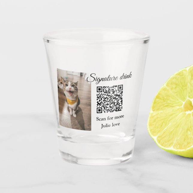 Verre A Shot Signature boisson scanner QR code ajouter le nom d (Devant)