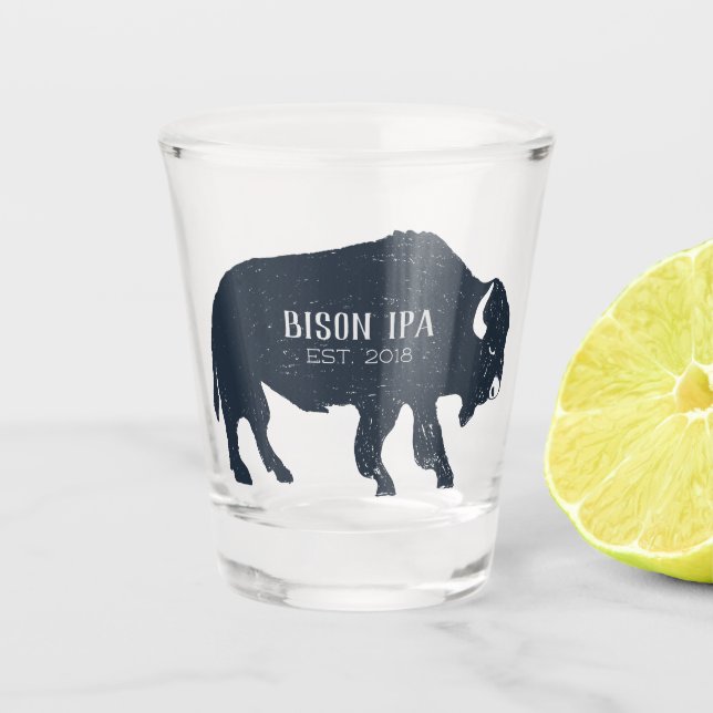 Verre A Shot Silhouette de bison personnalisable (Devant)