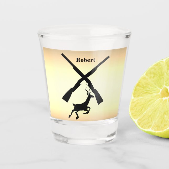 Verre A Shot Silhouette de chasse aux cerfs personnalisée (Devant)