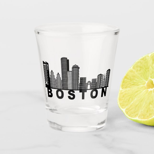 Verre A Shot Silhouette de l'horizon de Boston  (Devant)