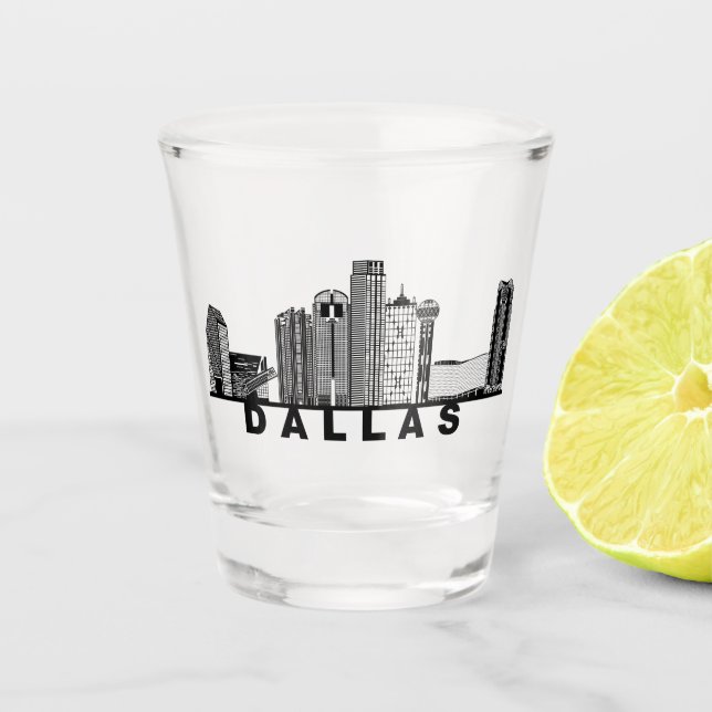 Verre A Shot Silhouette de l'horizon de Dallas  (Devant)