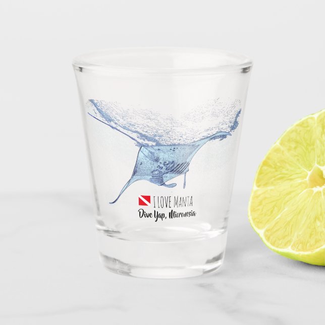 Verre A Shot Silhouette de Manta ray (Devant)