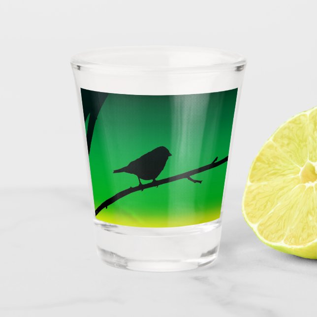 Verre A Shot Silhouette Du Bruant Sur Le Limonène (Devant)