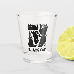 Verre A Shot Silhouettes de chat noir - Design Feline mignon