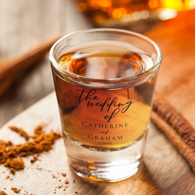 Verre A Shot Simple Elegant Black Typography Custom Wedding  (Créateur téléchargé)