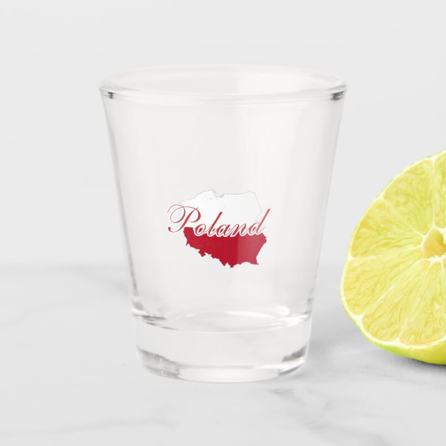 Verre A Shot Simple Modern Pologne Carte du drapeau Souvenir (Devant)