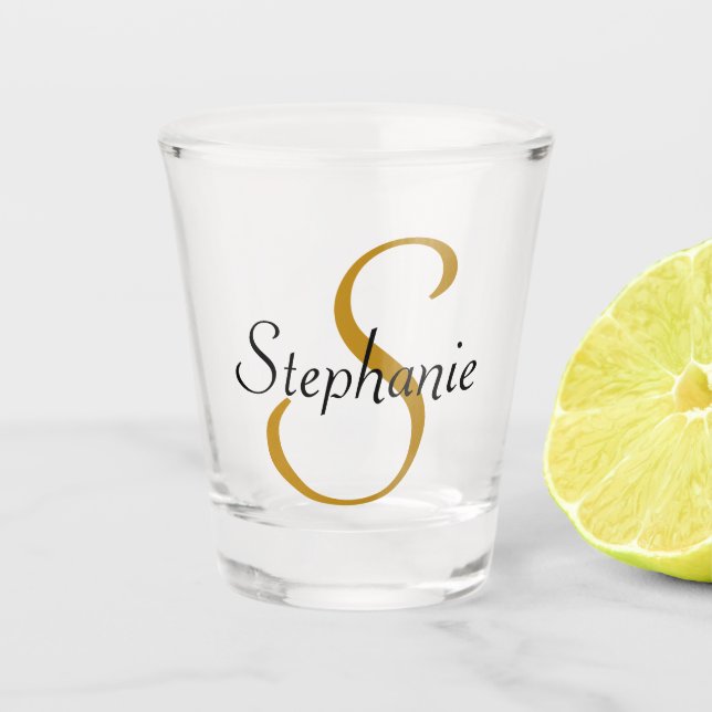Verre A Shot Simple Monogramme Initial & Nom (Devant)