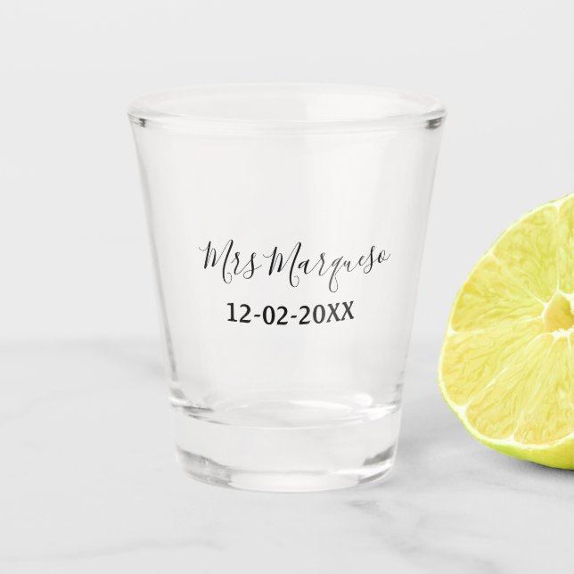 Verre A Shot simple monogramme minimal Mme M. nom date année Th (Devant)