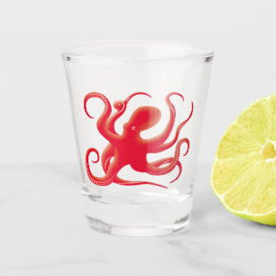 Verre A Shot Simple rouge vectoriel art octopus Silhouette