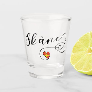 Verre A Shot Skåne Flag Heart, Suède, Scanie