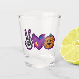 Verre A Shot Skeleton Citrouille Peace Love Halloween