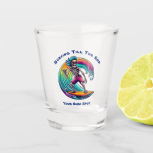 Verre A Shot Skeleton Surfer En Vague