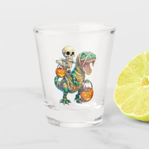 Verre A Shot Skeleton Whimsical équitation maman T-Rex Hallowee