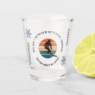 Verre A Shot Ski Big Sky, Montana - Man Skier, Texte noir