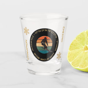 Verre A Shot Ski Jackson Hole, Wyoming - Homme Skier, Texte Jau