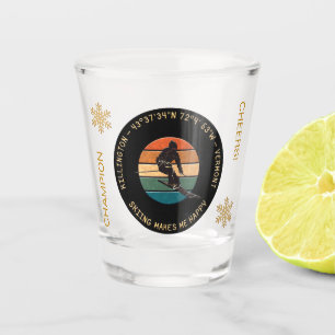 Verre A Shot Ski Killington, Vermont - Man Skier, Texte Jaune
