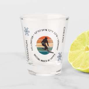 Verre A Shot Ski Killington, Vermont - Man Skier, Texte noir