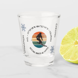Verre A Shot Ski Vail, Colorado - Homme Skier, Texte noir