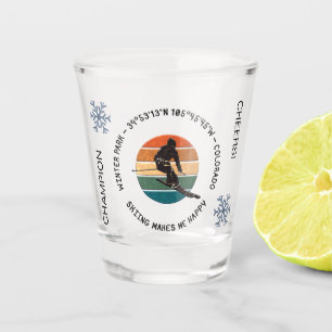 Verre A Shot Ski Winter Park, Colorado - Man Skier, Texte noir