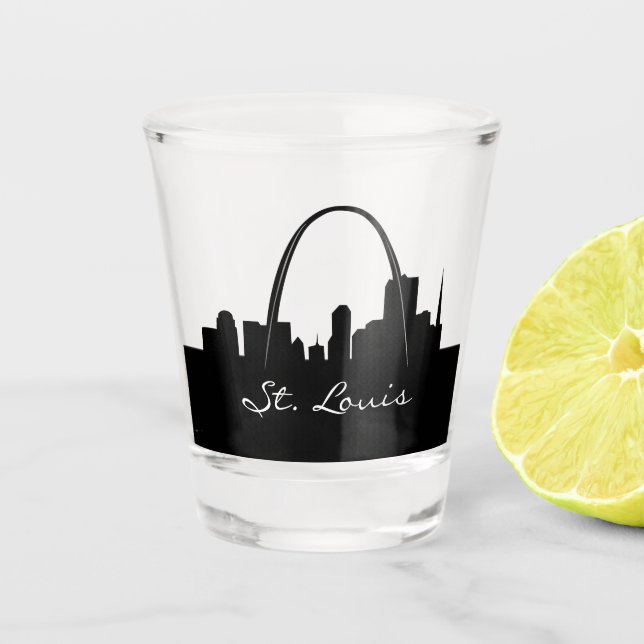 Verre A Shot Skyline St. Louis noir et blanc (Devant)