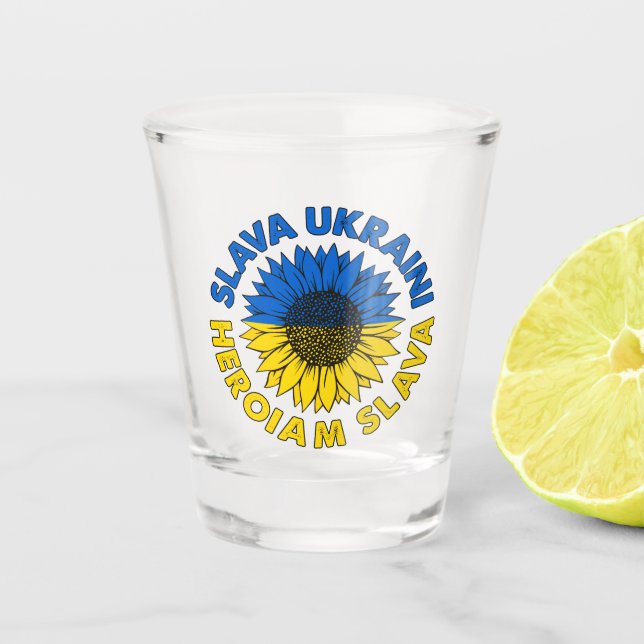 Verre A Shot Slava Ukraini Heroiam tournesol de slave Ukraine  (Devant)