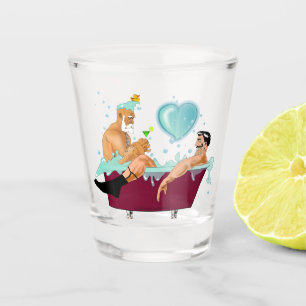 Verre A Shot SlipperyJoe's deux gays hommes aiment la baignoire