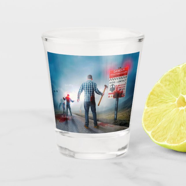 Verre A Shot SlipperyJoe's heureux Halloween yeux brillants zom (Devant)