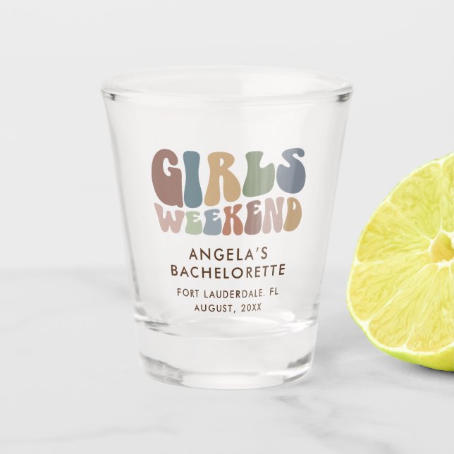 Verre A Shot Soirée de Filles de Bachelorette Rétro (Devant)