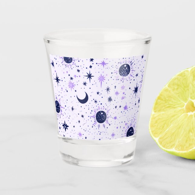 Verre A Shot Soleil Lune Étoiles Noir et Violet Céleste (Devant)