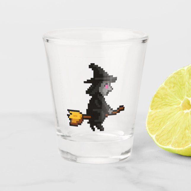 Verre A Shot Sorcière Rétro 8-bits (Devant)