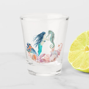 Verre A Shot Sous les coquillages de plage de Sea Mermaid
