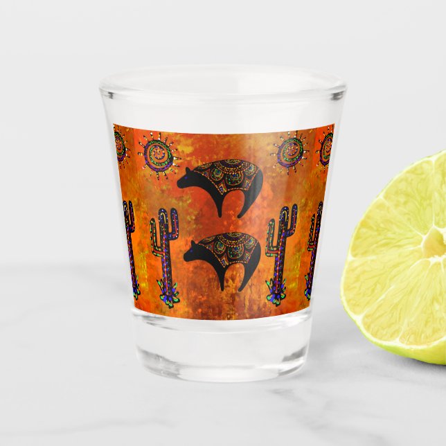 Verre A Shot Southwestern Bear Art (Devant)