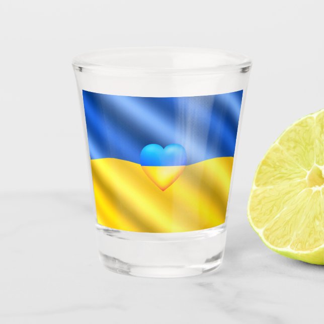 Verre A Shot Soutien à l'Ukraine Shot Glass drapeau ukrainien (Devant)