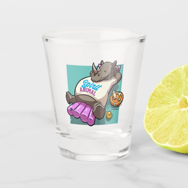 Verre A Shot Spirit Animal Rhino Drôle Rhinoceros Carton (Devant)