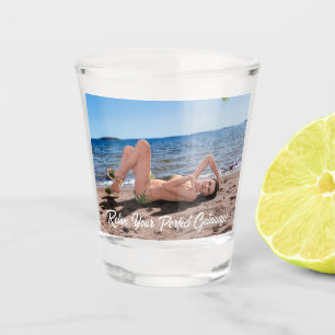 Verre A Shot Spring Break Girl Lying on Sandy Beach