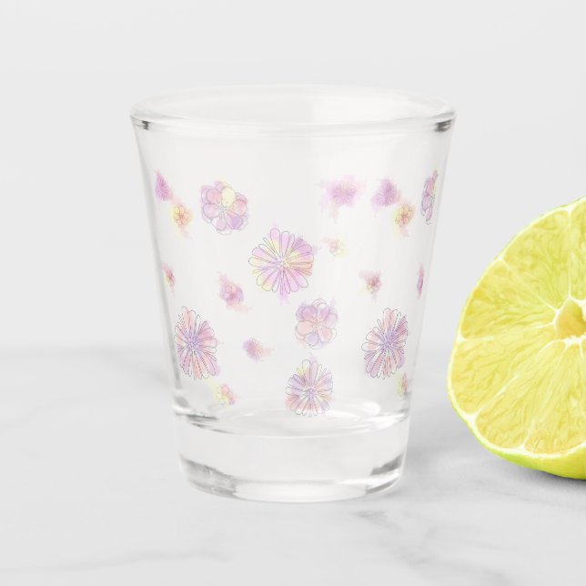 Verre A Shot Spring flowers pattern watercolor (Devant)