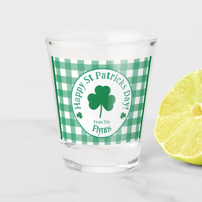 Verre A Shot St Patricks Day NAME Irish Clover Green Check (Devant)