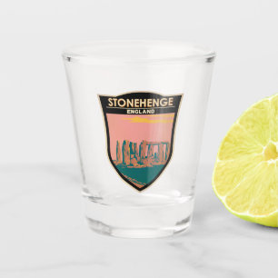 Verre A Shot Stonehenge Art Retro Illustration