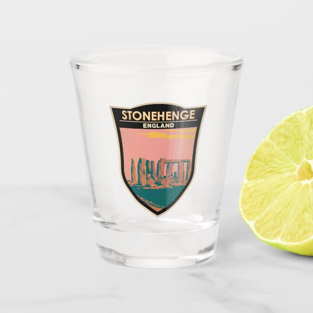 Verre A Shot Stonehenge Art Retro Illustration (Devant)