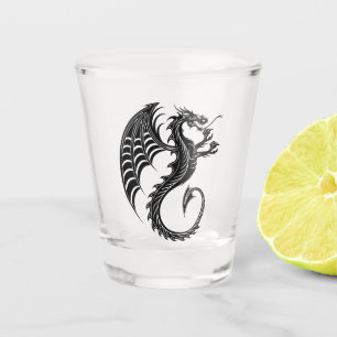Verre A Shot Style de tatouage en forme de dragon noir