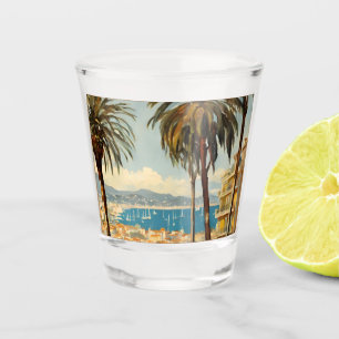 Verre A Shot Style vintage Cannes Français Aquarelle