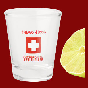 Verre A Shot Suisse Drapeau Suisse Rouge Personnalisation