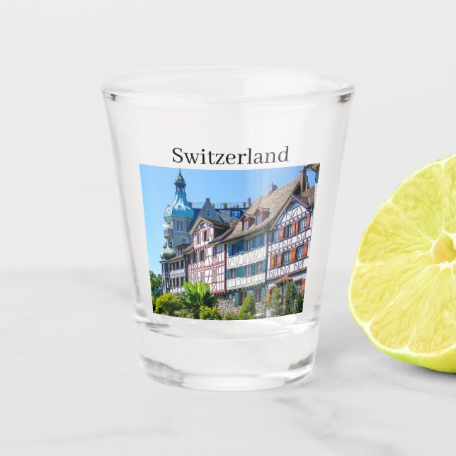 Verre A Shot Suisse typique Maisons Souvenir (Devant)