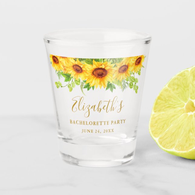 Verre A Shot Sunflower Floral Gold Bachelorette Party (Devant)