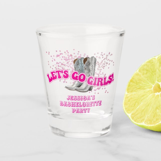 Verre A Shot Super Allons-y Filles Western Bachelorette Party (Devant)