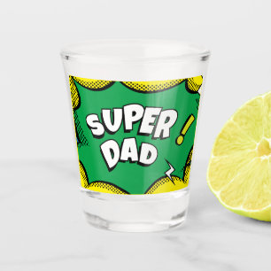Verre A Shot "Super Papa" Bande dessinée colorée Pop Art