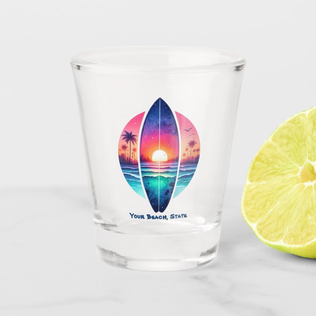 Verre A Shot Surf au coucher du soleil (Devant)