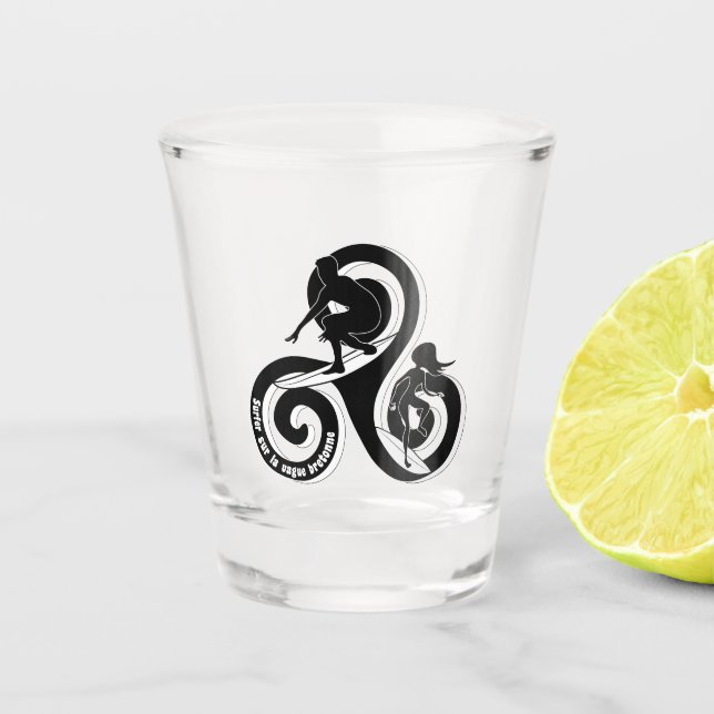 Verre A Shot Surfer sur la vague bretonne (Devant)